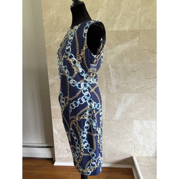 J. Mclaughlin Sleeveless Sage Dress Large Blue Catalina Cloth Preppy Mob Wife - Picture 9 of 13